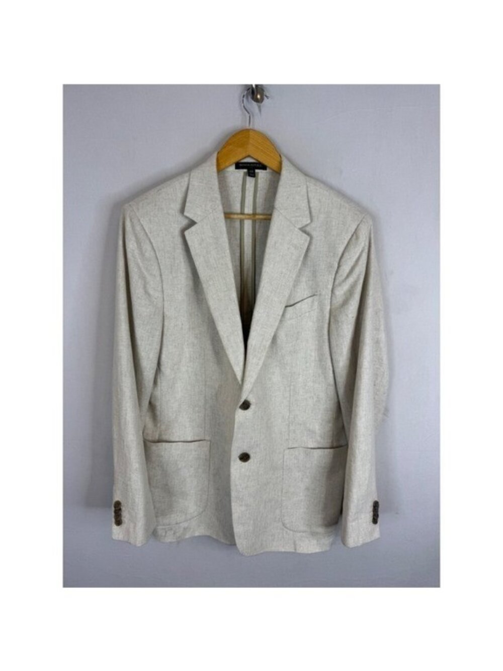 Banana Republic Mens 42R Tailored Fit Linen Cotton Herringbone Blazer Beige